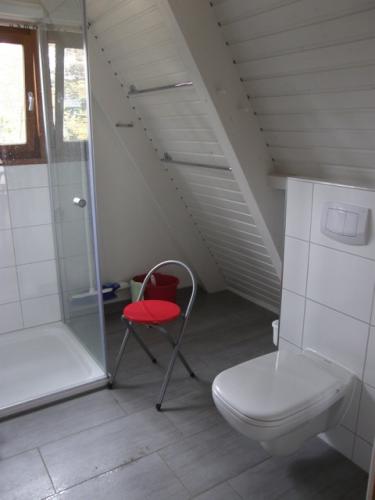 Toilette und Dusche in der Finnhütte